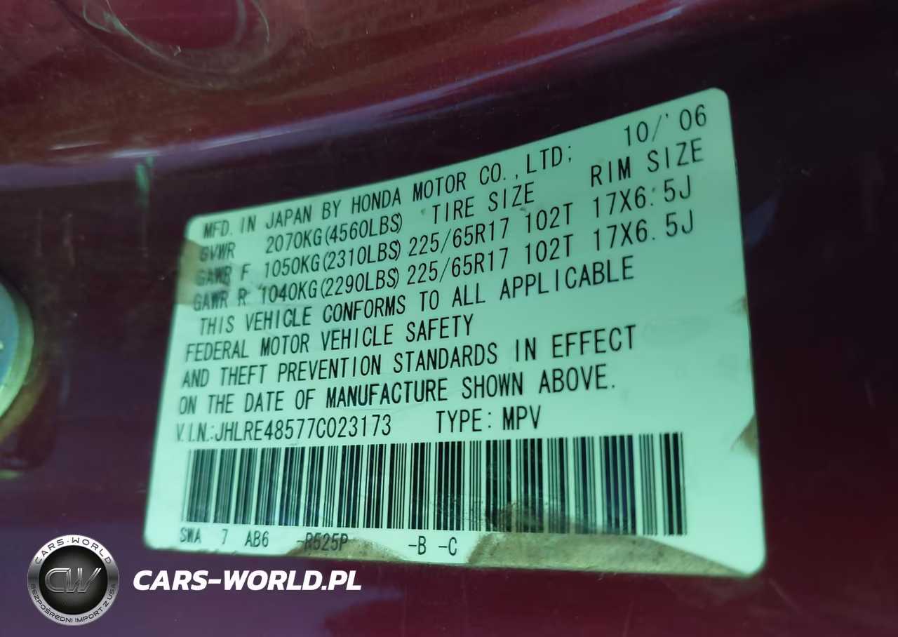 2007 Honda Cr-V Ex VIN:JHLRE48577C023173 - 9