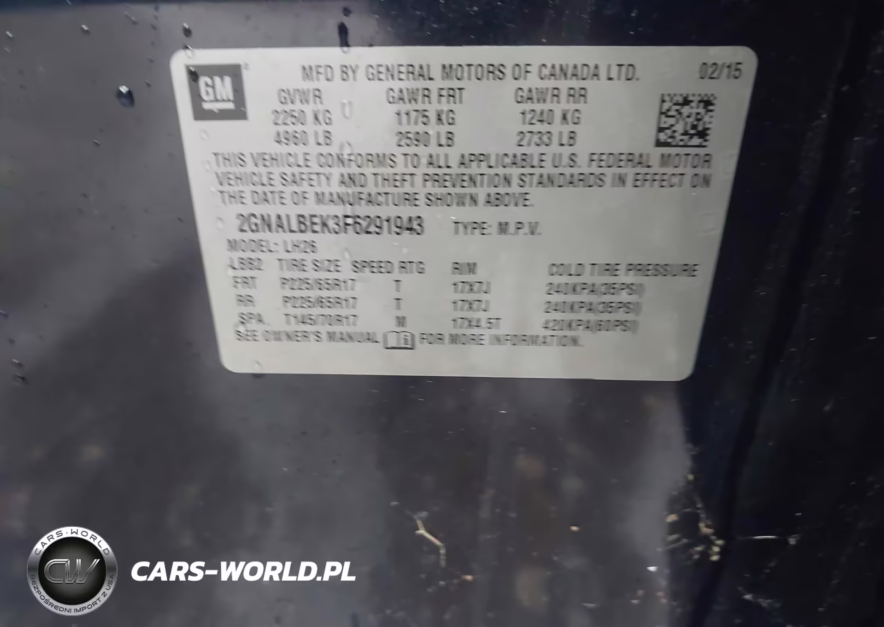 2015 Chevrolet Equinox Lt VIN:2GNALBEK3F6291943 - 9
