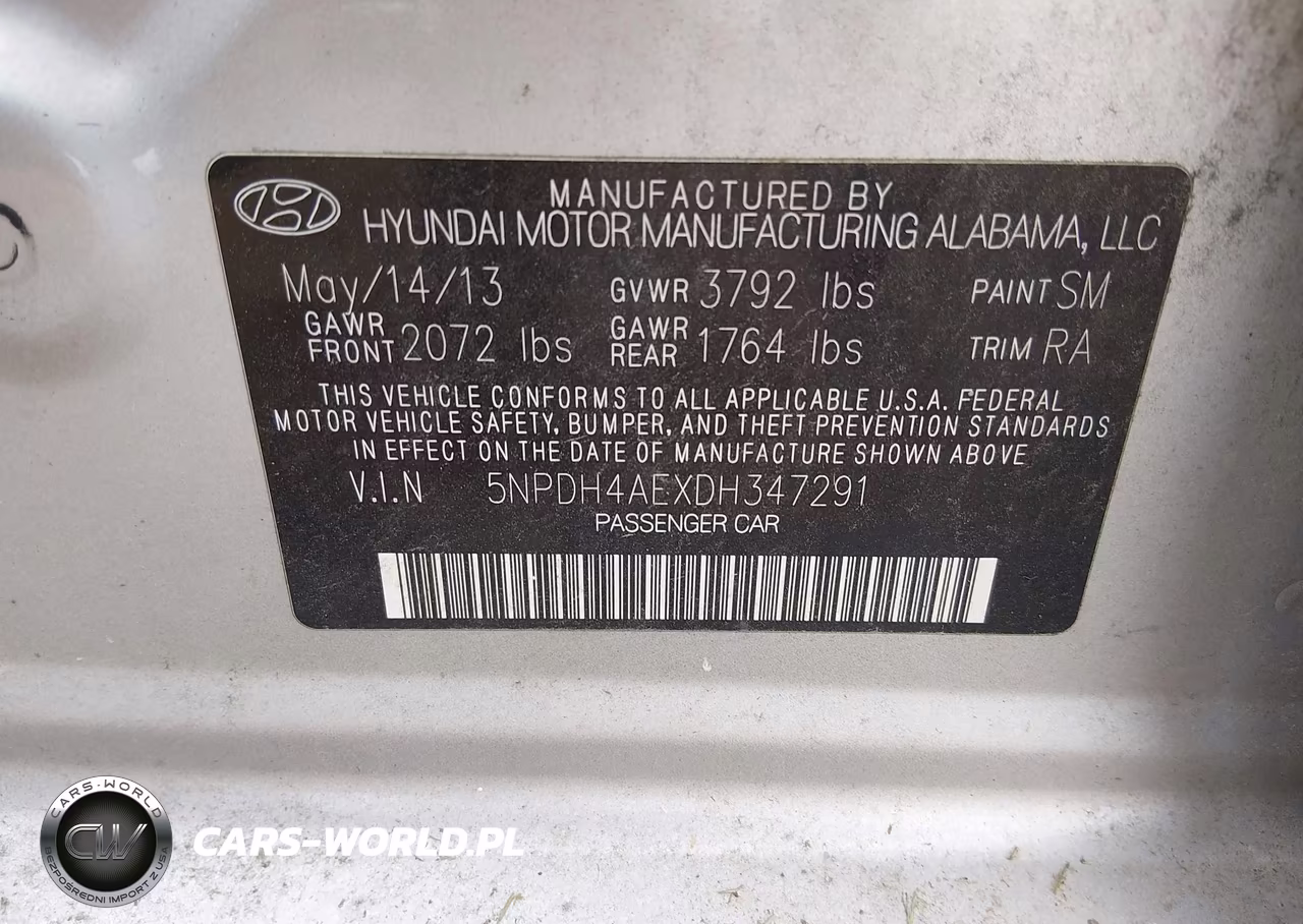 2013 Hyundai Elantra Gls VIN:5NPDH4AEXDH347291 - 9