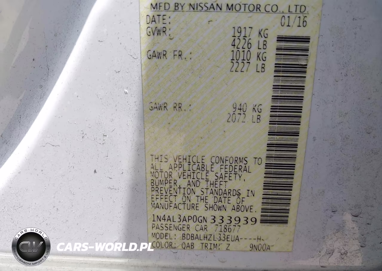 2016 Nissan Altima 2.5 Sr VIN:1N4AL3AP0GN333939 - 9