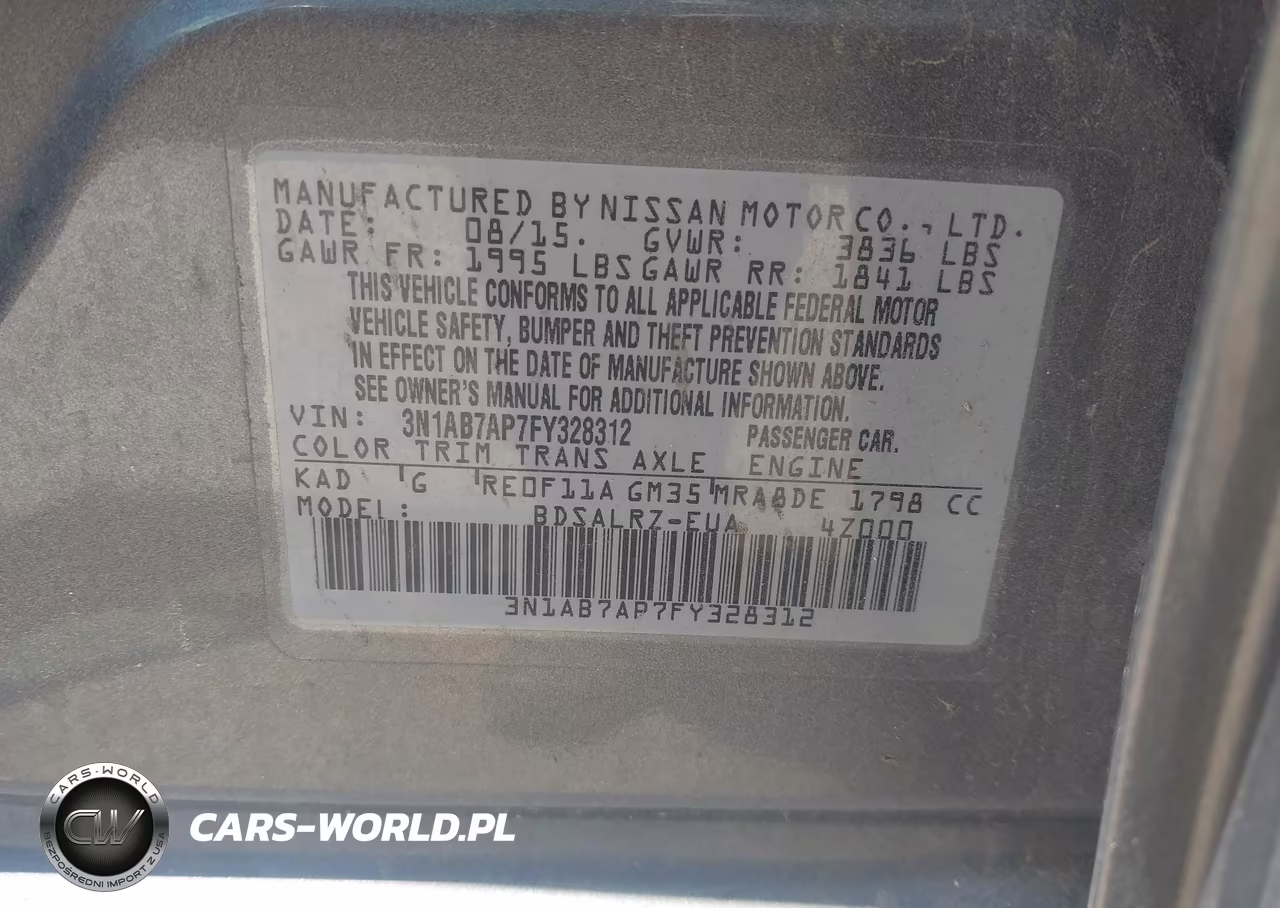 2015 Nissan Sentra Sr VIN:3N1AB7AP7FY328312 - 9