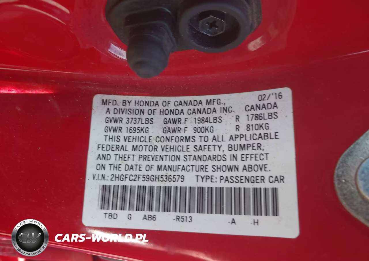 2016 Honda Civic Lx VIN:2HGFC2F59GH536579 - 9