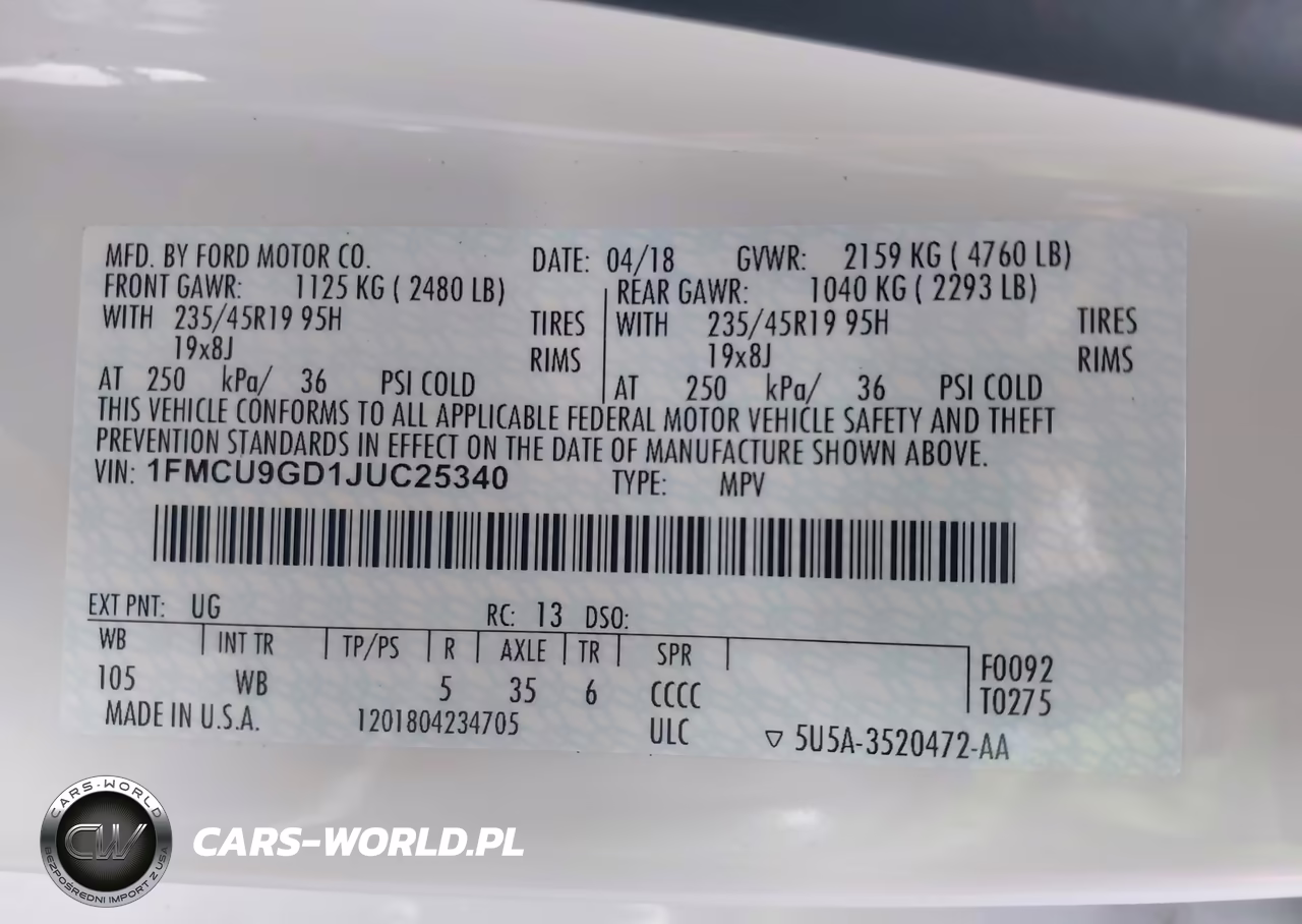 2018 Ford Escape Se VIN:1FMCU9GD1JUC25340 - 9
