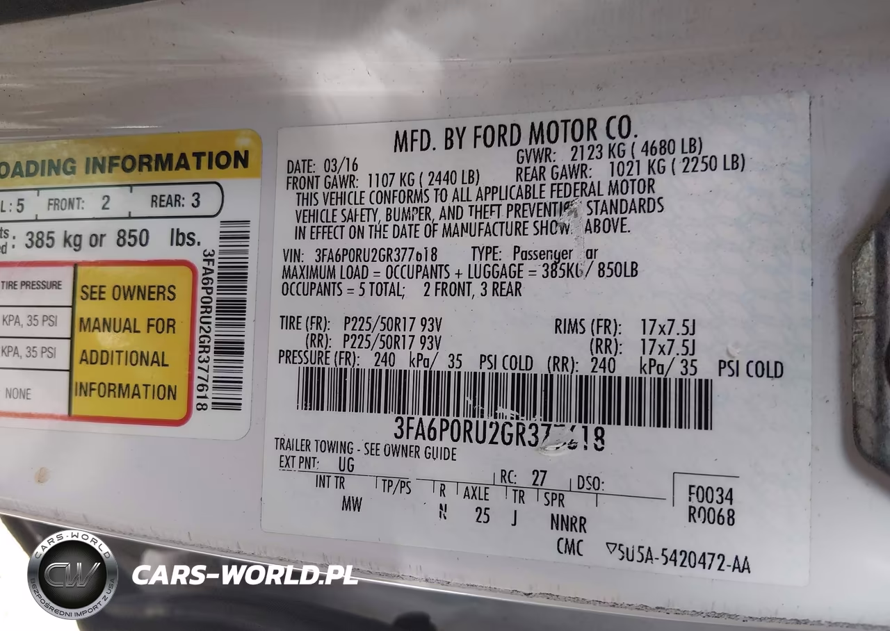 2016 Ford Fusion Hybrid Titanium VIN:3FA6P0RU2GR377618 - 9