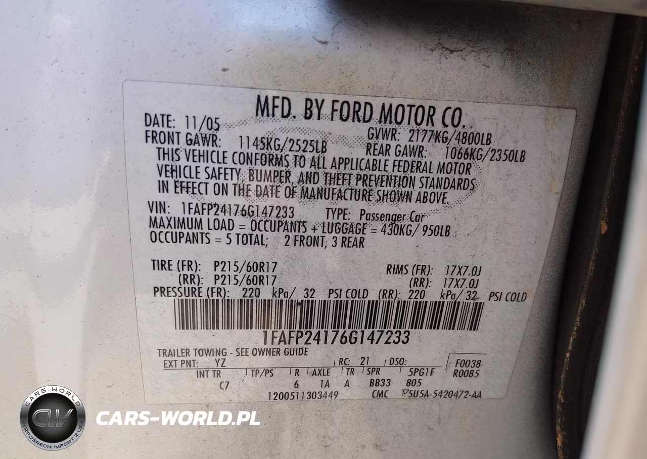 2006 Ford Five Hundred Sel VIN:1FAFP24176G147233 - 9
