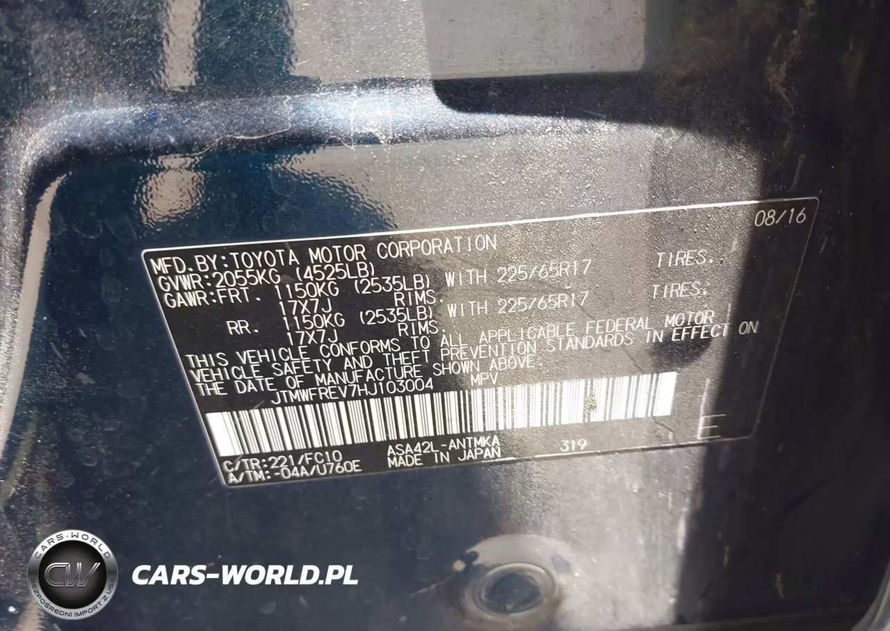 2017 Toyota Rav4 Xle VIN:JTMWFREV7HJ103004 - 9