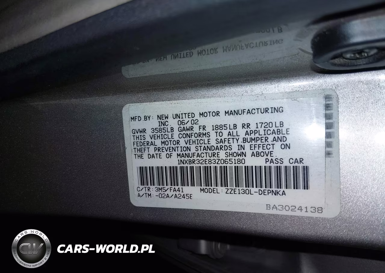 2003 Toyota Corolla Le VIN:1NXBR32E83Z065180 - 9
