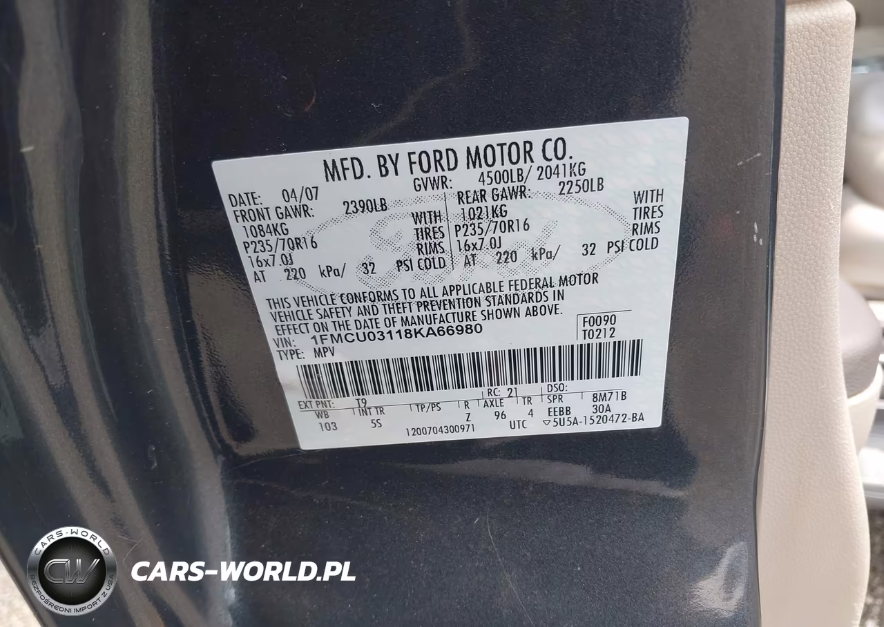 2008 Ford Escape Xlt VIN:1FMCU03118KA66980 - 9