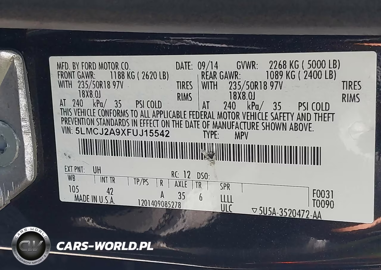 2015 Lincoln Mkc VIN:5LMCJ2A9XFUJ15542 - 9