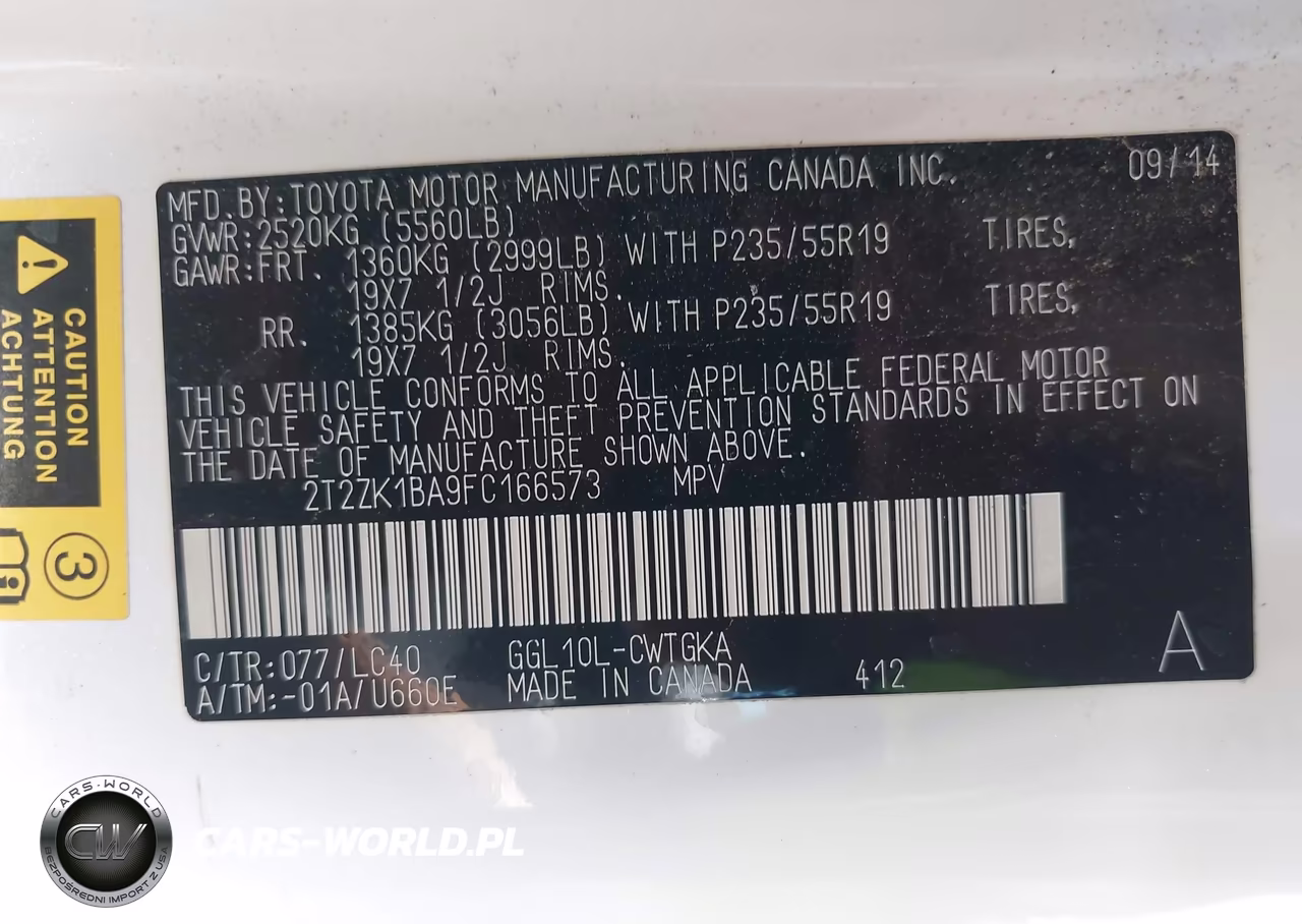 2015 Lexus Rx 350 VIN:2T2ZK1BA9FC166573 - 9