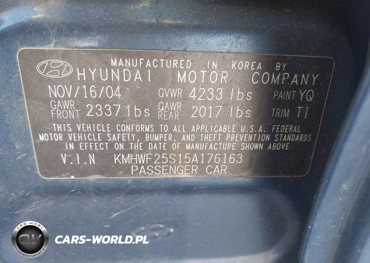 2005 Hyundai Sonata Gl VIN:KMHWF25S15A176163 - 9
