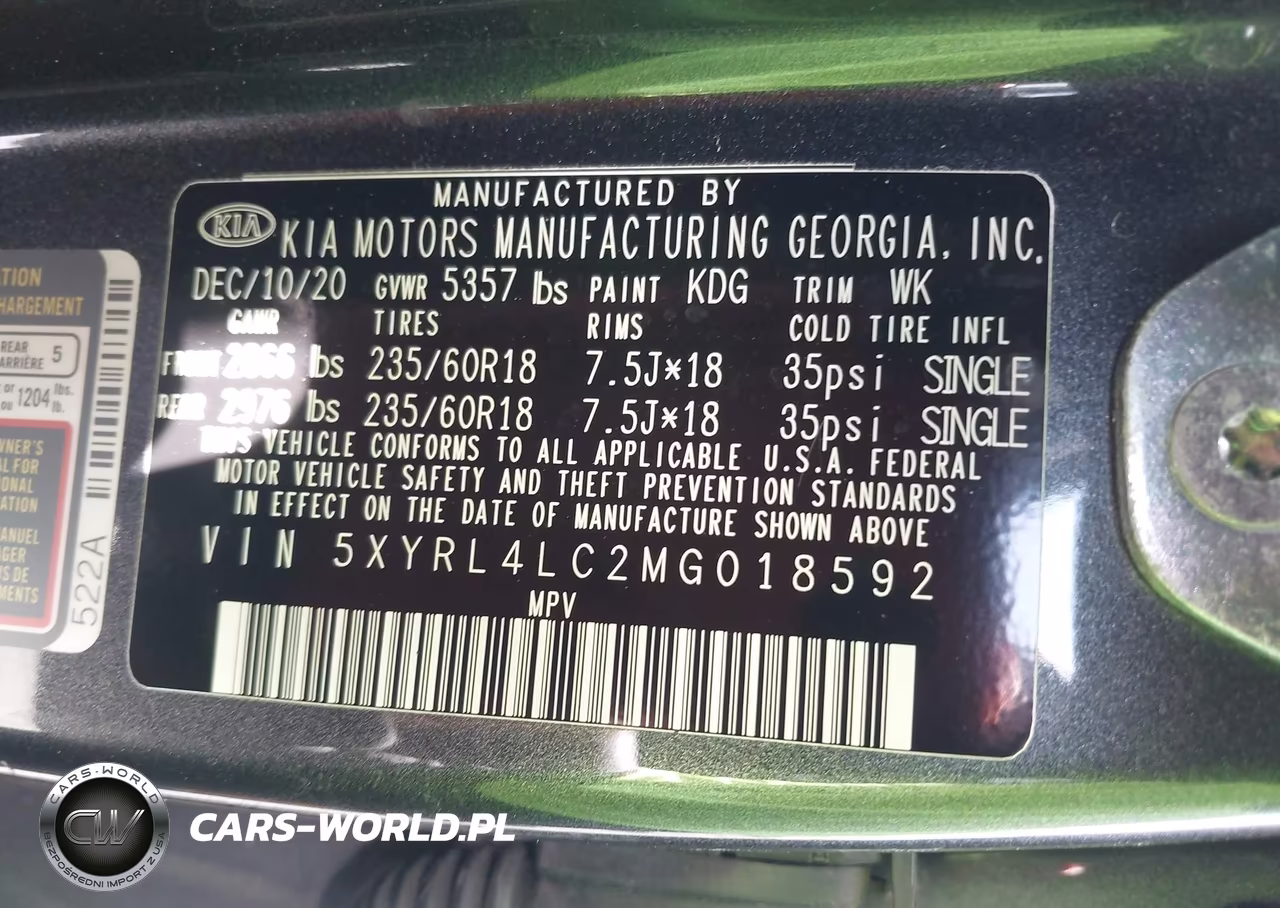2021 Kia Sorento S VIN:5XYRL4LC2MG018592 - 9