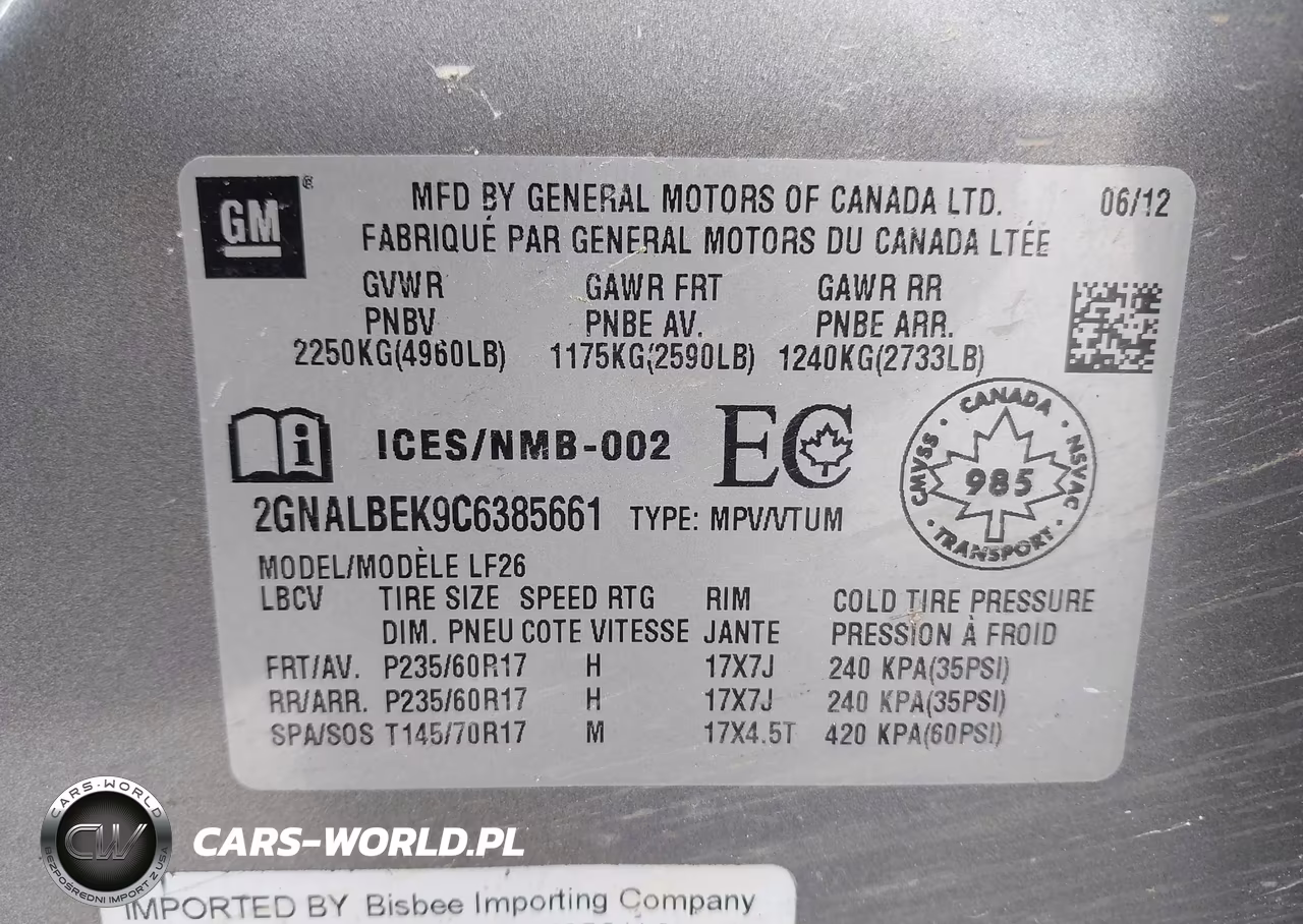 2012 Chevrolet Equinox Ls VIN:2GNALBEK9C6385661 - 9