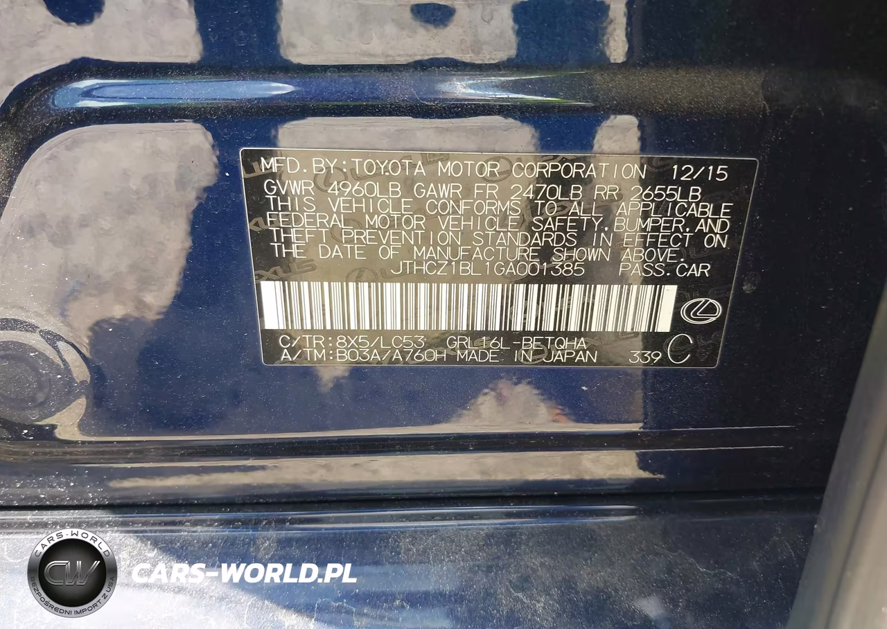 2016 Lexus Gs 350 VIN:JTHCZ1BL1GA001385 - 9