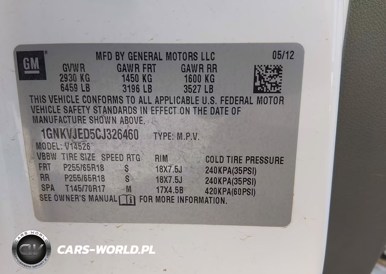 2012 Chevrolet Traverse Lt W-2Lt VIN:1GNKVJED5CJ326460 - 9