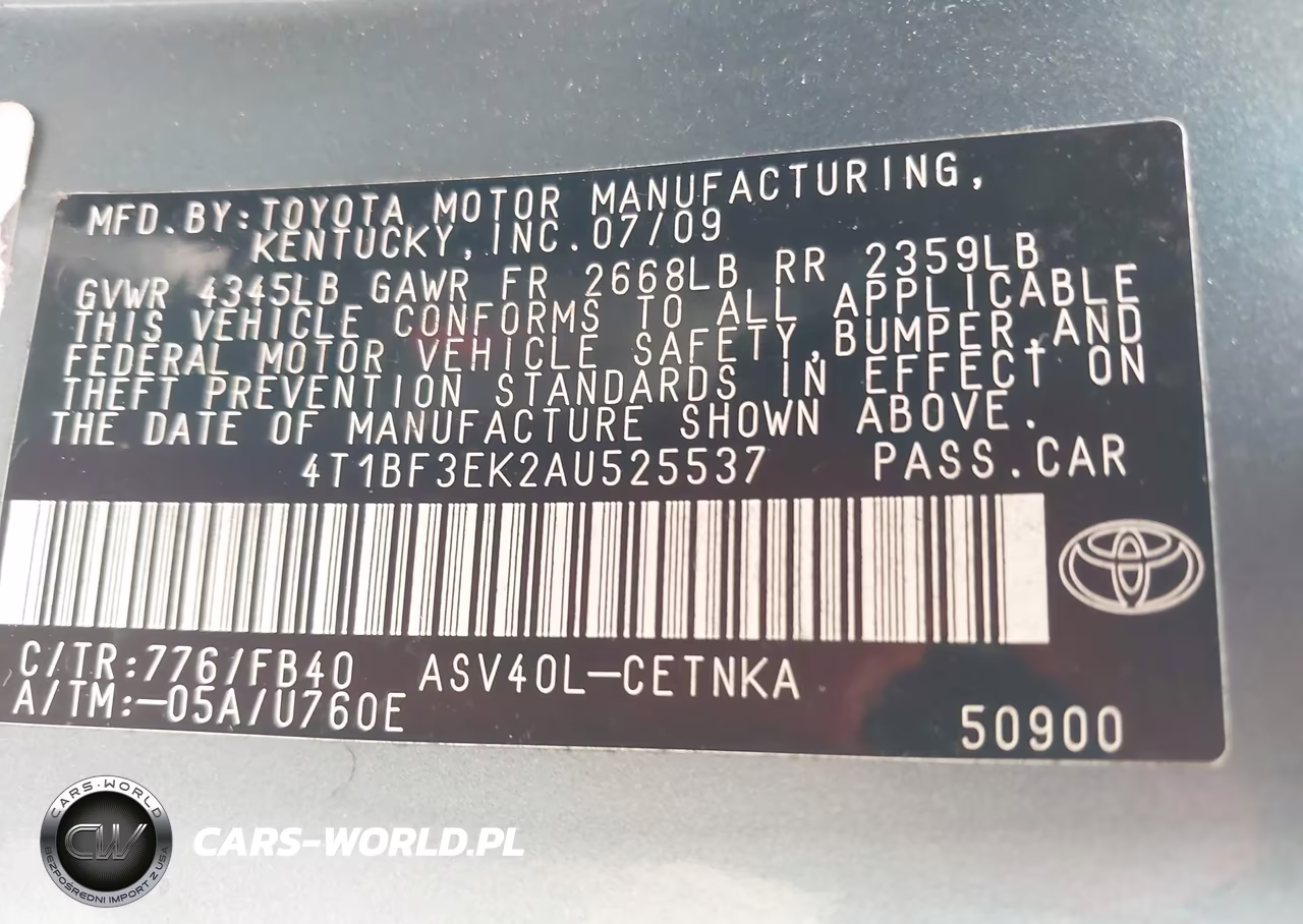 2010 Toyota Camry Le VIN:4T1BF3EK2AU525537 - 9