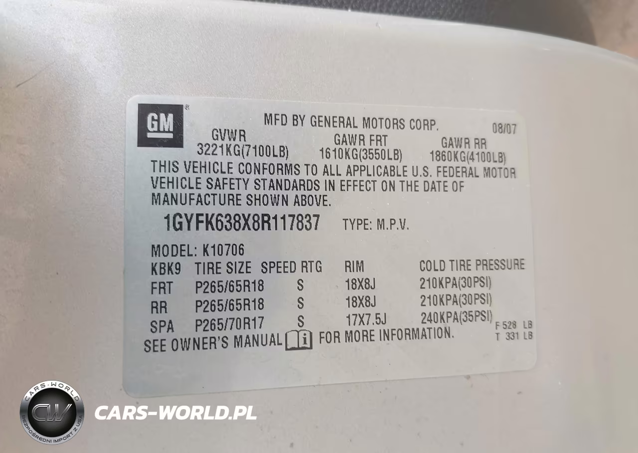 2008 Cadillac Escalade Standard VIN:1GYFK638X8R117837 - 9