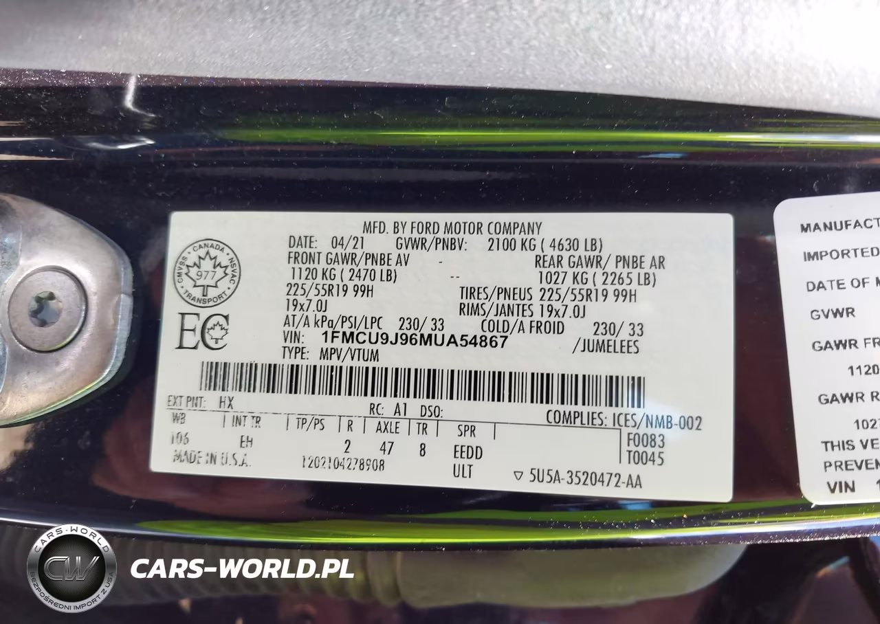 2021 Ford Escape Titanium VIN:1FMCU9J96MUA54867 - 9