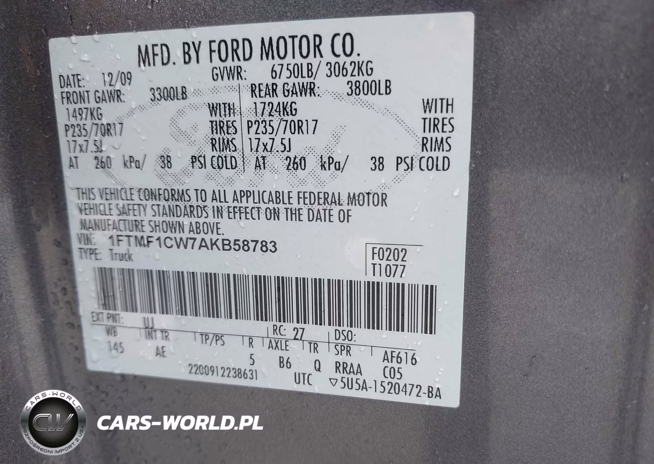 2010 Ford F-150 Stx-Xl-Xl W-Mid-Box Prep-Xlt-Xlt W-Mid-Box Prep VIN:1FTMF1CW7AKB58783 - 9