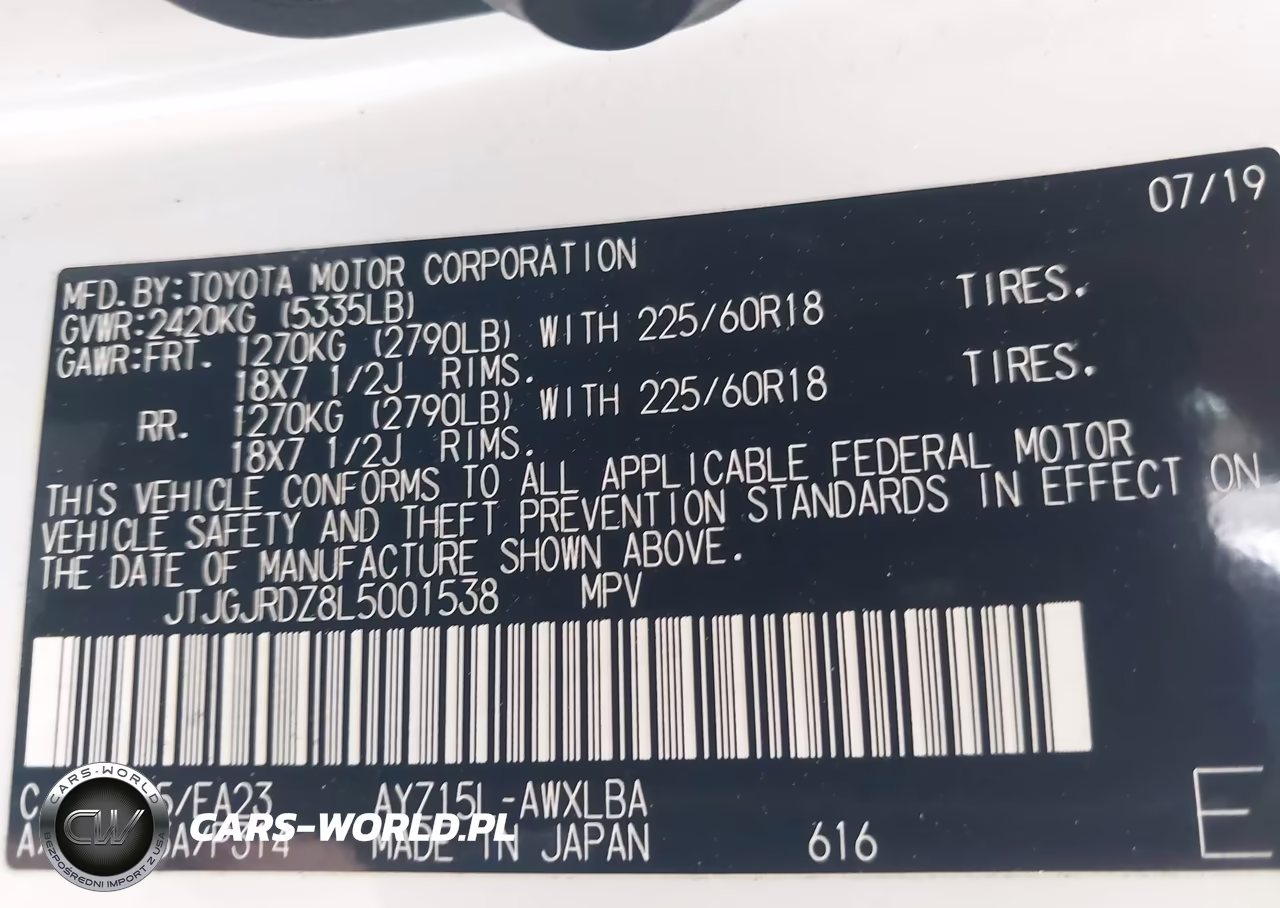 2020 Lexus Nx 300H VIN:JTJGJRDZ8L5001538 - 9