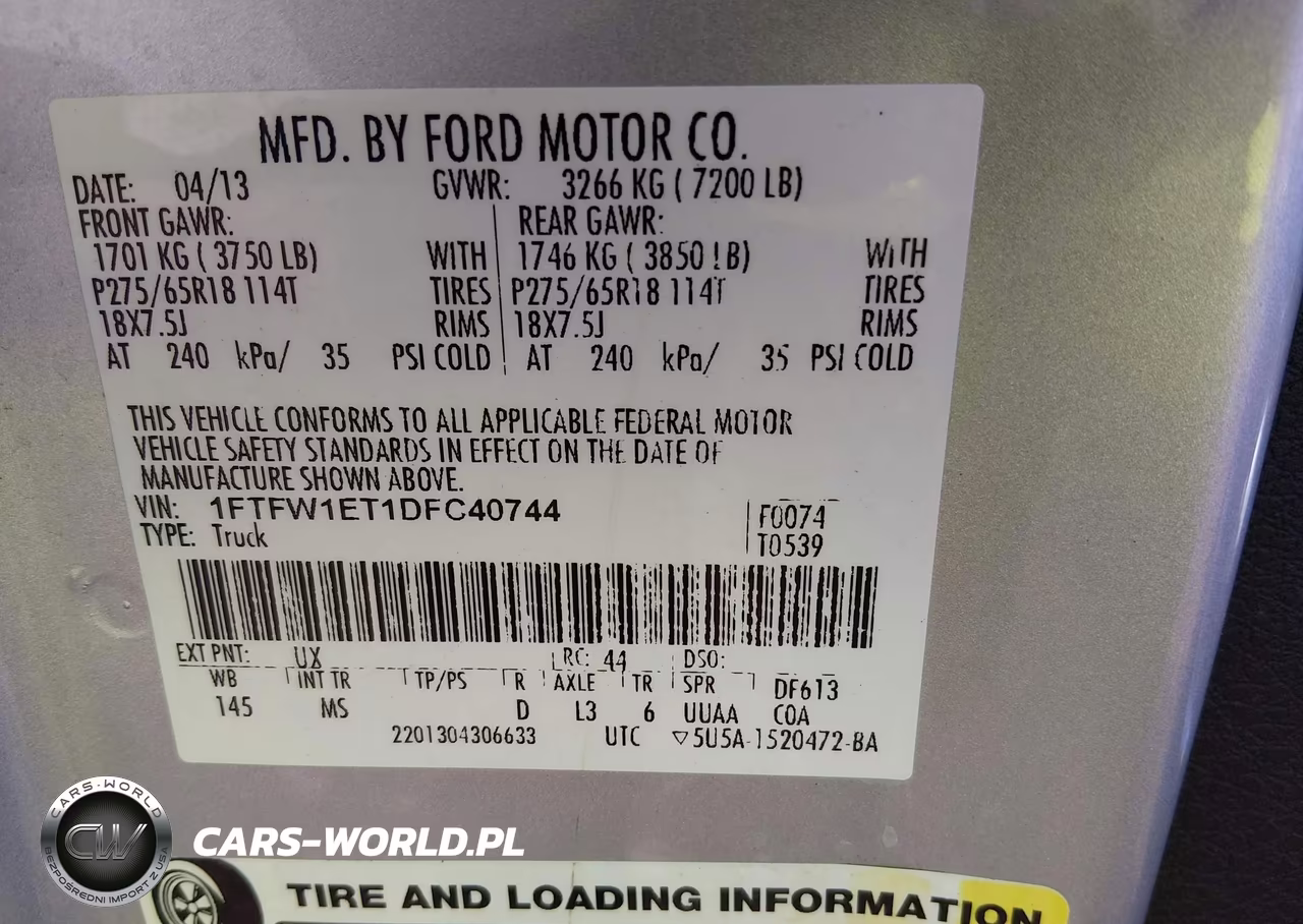 2013 Ford F-150 Xlt VIN:1FTFW1ET1DFC40744 - 9