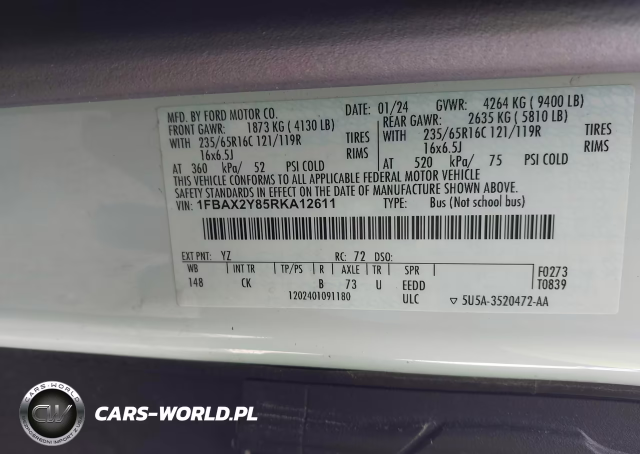 2024 Ford Transit-350 Passenger Van Xl-Xlt VIN:1FBAX2Y85RKA12611 - 9