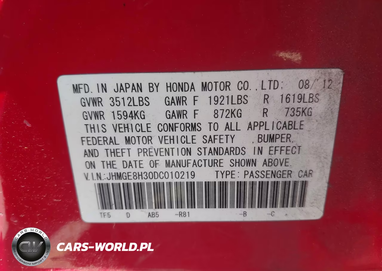 2013 Honda Fit VIN:JHMGE8H30DC010219 - 9