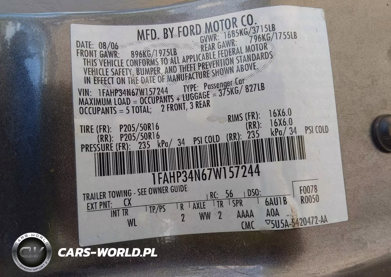 2007 Ford Focus S-Se-Ses VIN:1FAHP34N67W157244 - 9