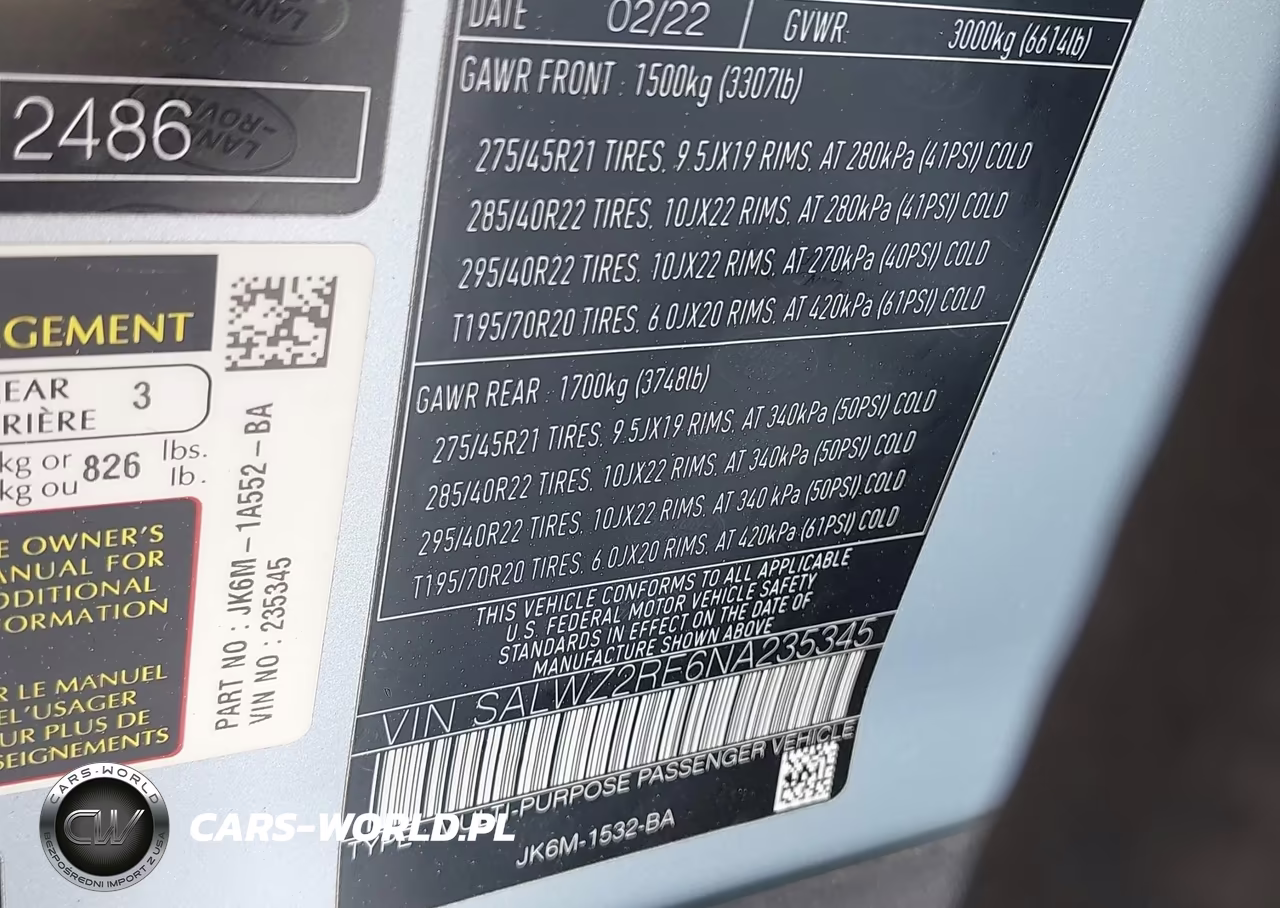 2022 Land Rover Range Rover Sport Svr-Svr Carbon Edition VIN:SALWZ2RE6NA235345 - 9
