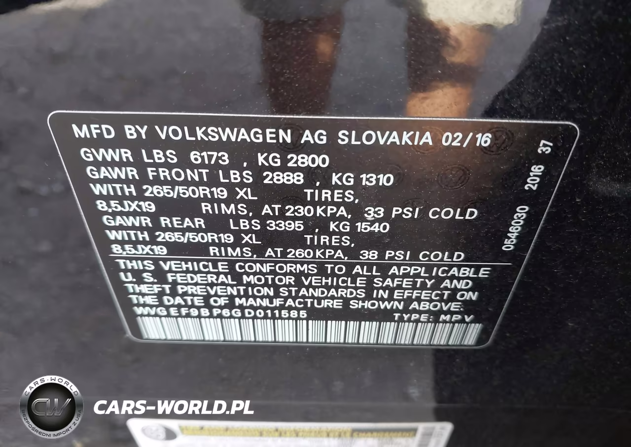 2016 Volkswagen Touareg Vr6 Lux VIN:WVGEF9BP6GD011585 - 9