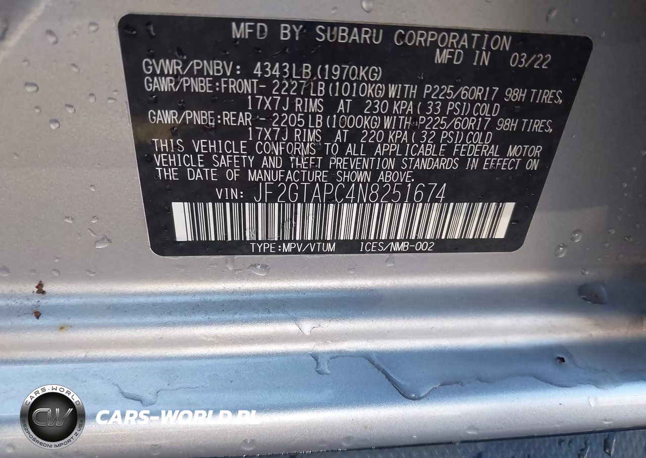 2022 Subaru Crosstrek Premium VIN:JF2GTAPC4N8251674 - 9