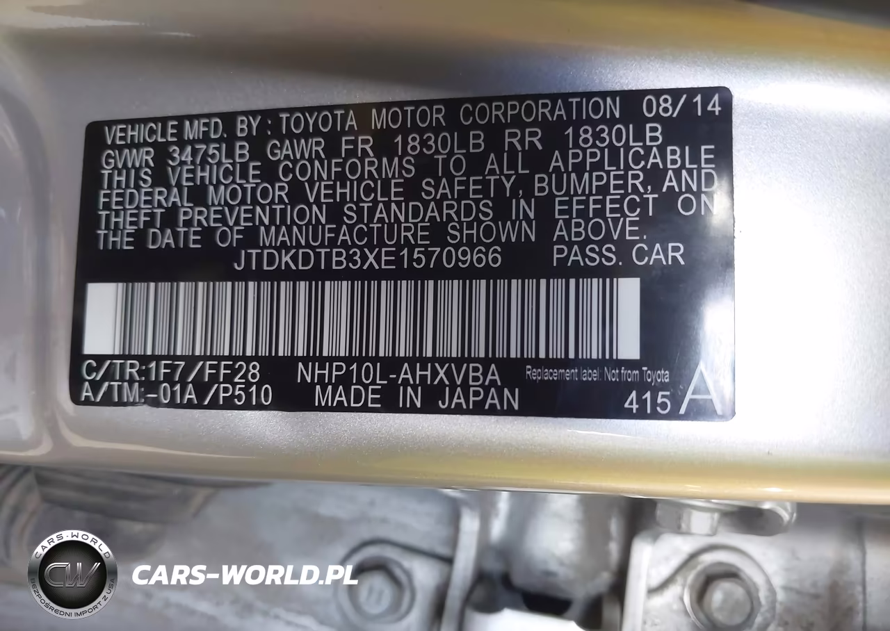 2014 Toyota Prius C Two VIN:JTDKDTB3XE1570966 - 9