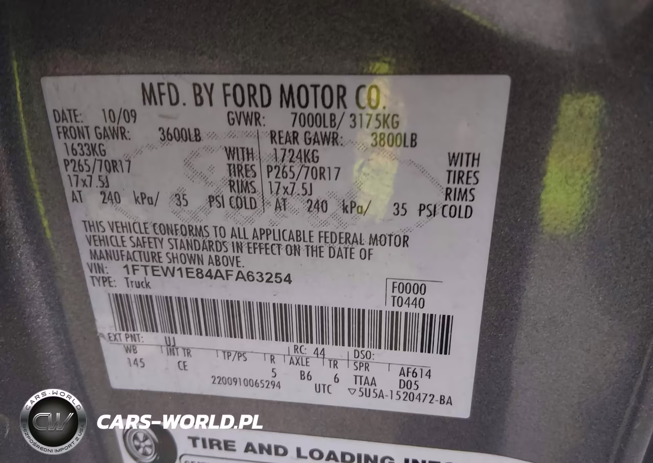2010 Ford F-150 Xl-Xlt VIN:1FTEW1E84AFA63254 - 9