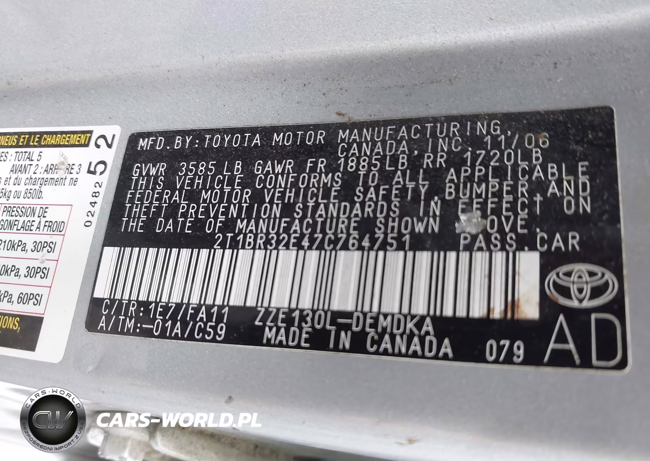 2007 Toyota Corolla Ce VIN:2T1BR32E47C764751 - 9