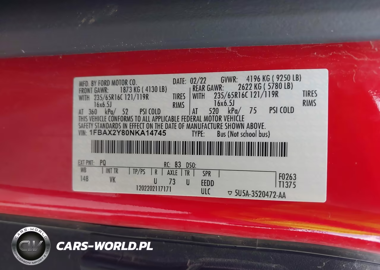 2022 Ford Transit-350 Passenger Van Xl-Xlt VIN:1FBAX2Y80NKA14745 - 9