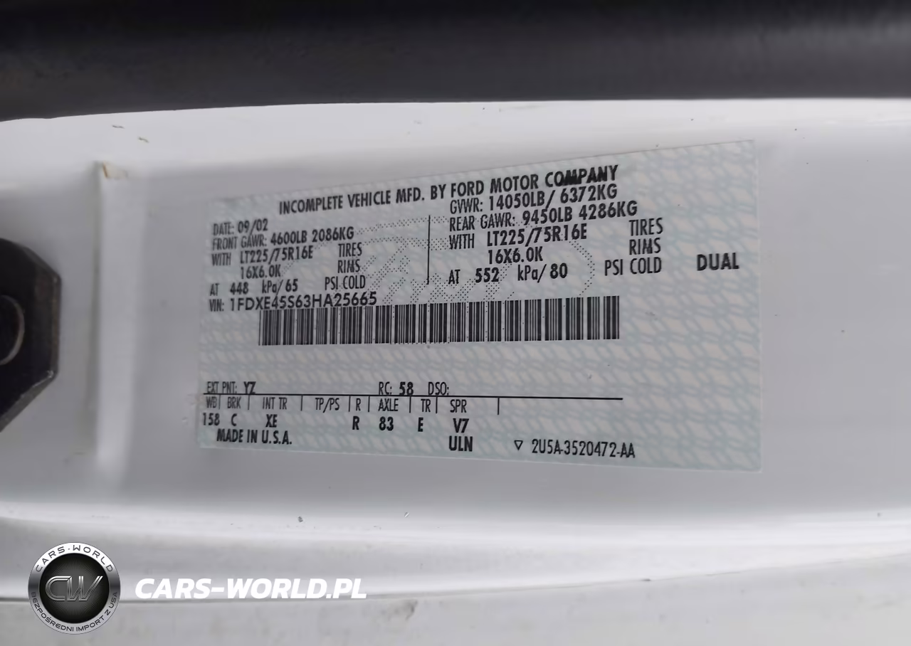 2003 Ford E-450 Cutaway Standard VIN:1FDXE45S63HA25665 - 8