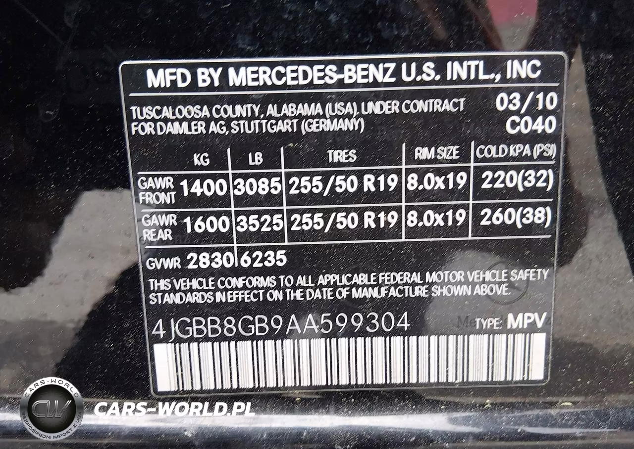 2010 Mercedes-Benz Ml 350 4Matic VIN:4JGBB8GB9AA599304 - 9