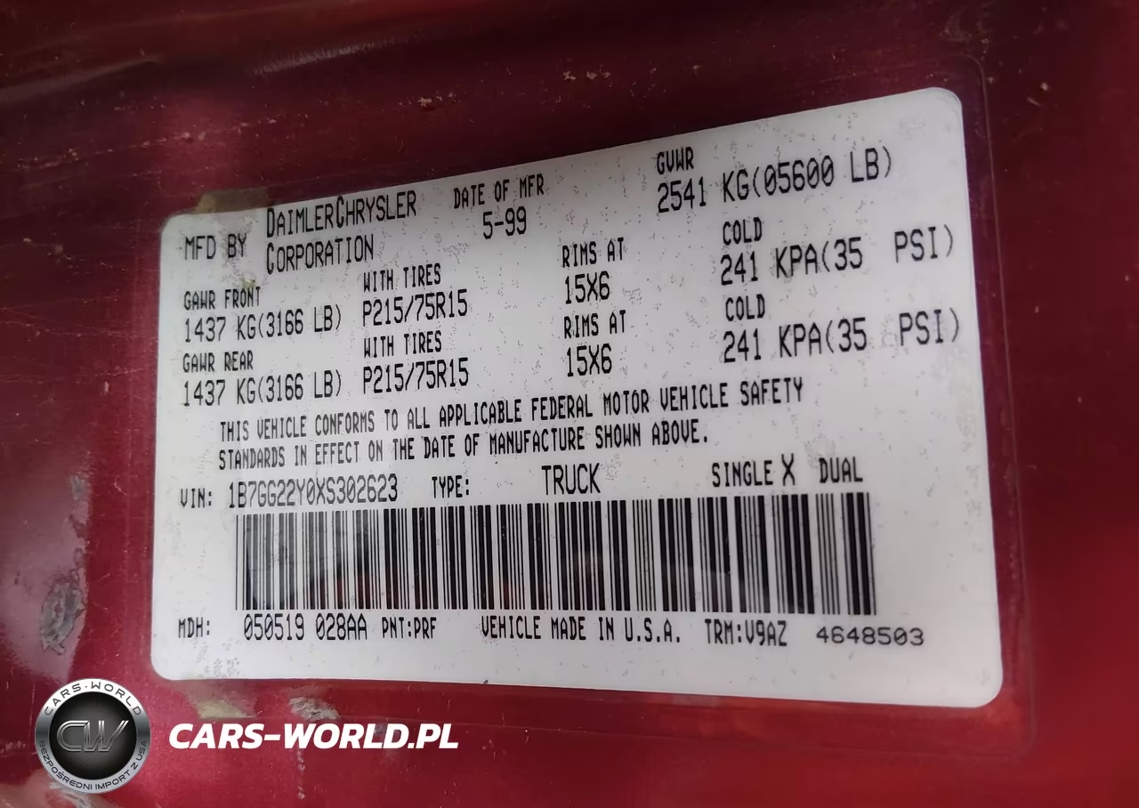 1999 Dodge Dakota Slt-Sport VIN:1B7GG22Y0XS302623 - 9