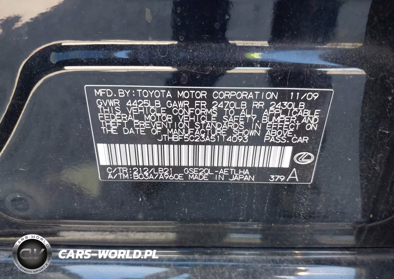 2010 Lexus Is 250 VIN:JTHBF5C23A5114093 - 9