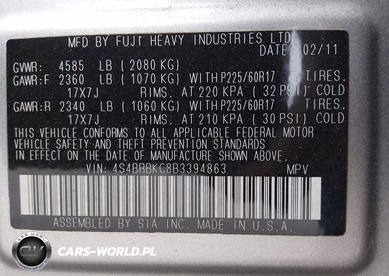 2011 Subaru Outback 2.5I Limited VIN:4S4BRBKC8B3394863 - 9
