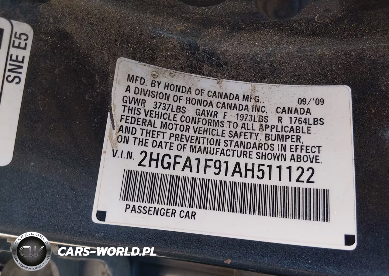 2010 Honda Civic Ex-L VIN:2HGFA1F91AH511122 - 9