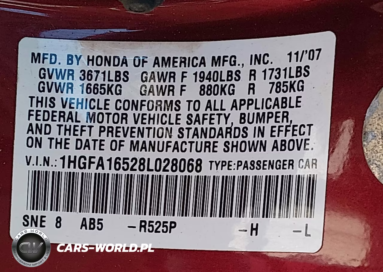 2008 Honda Civic Lx VIN:1HGFA16528L028068 - 9