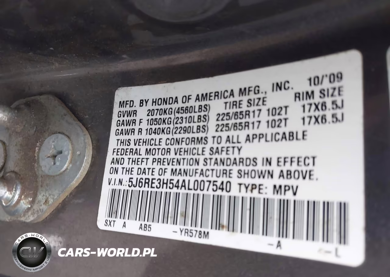 2010 Honda Cr-V Ex VIN:5J6RE3H54AL007540 - 9