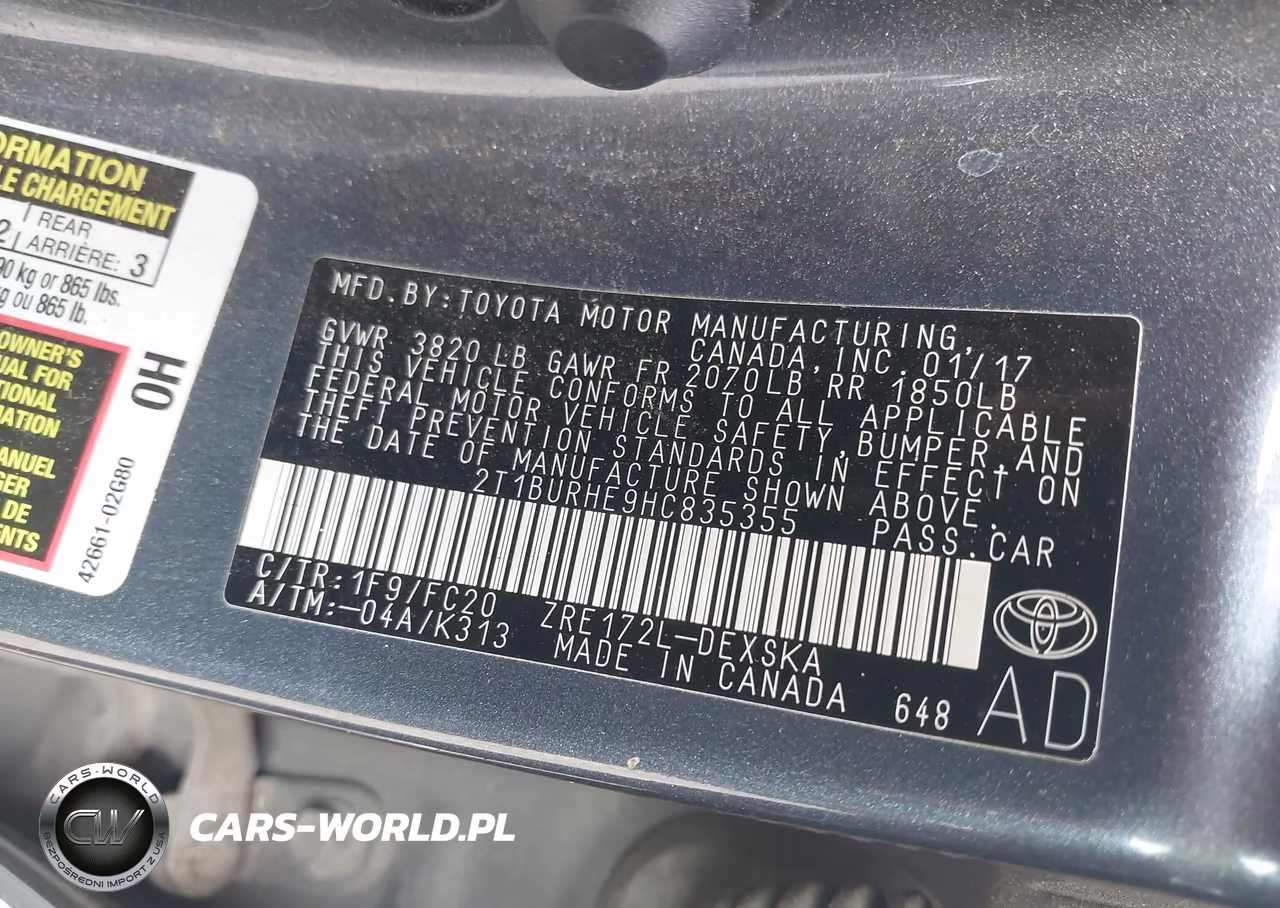 2017 Toyota Corolla Se VIN:2T1BURHE9HC835355 - 9