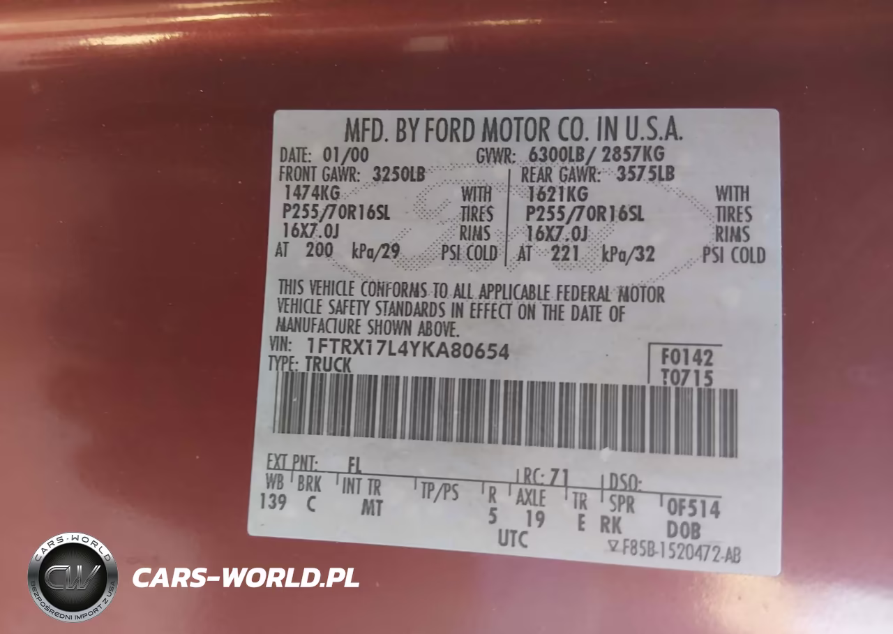 2000 Ford F-150 Lariat-Work Series-Xl-Xlt VIN:1FTRX17L4YKA80654 - 9