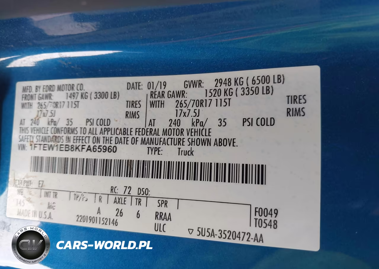 2019 Ford F-150 Xl-Xlt VIN:1FTEW1EB8KFA65960 - 9