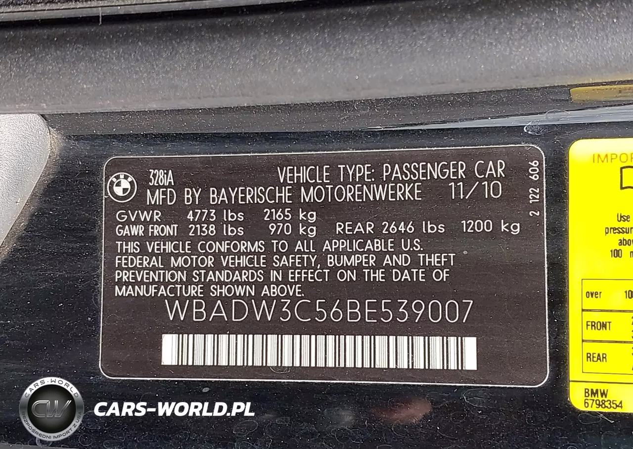 2011 BMW 328I VIN:WBADW3C56BE539007 - 9