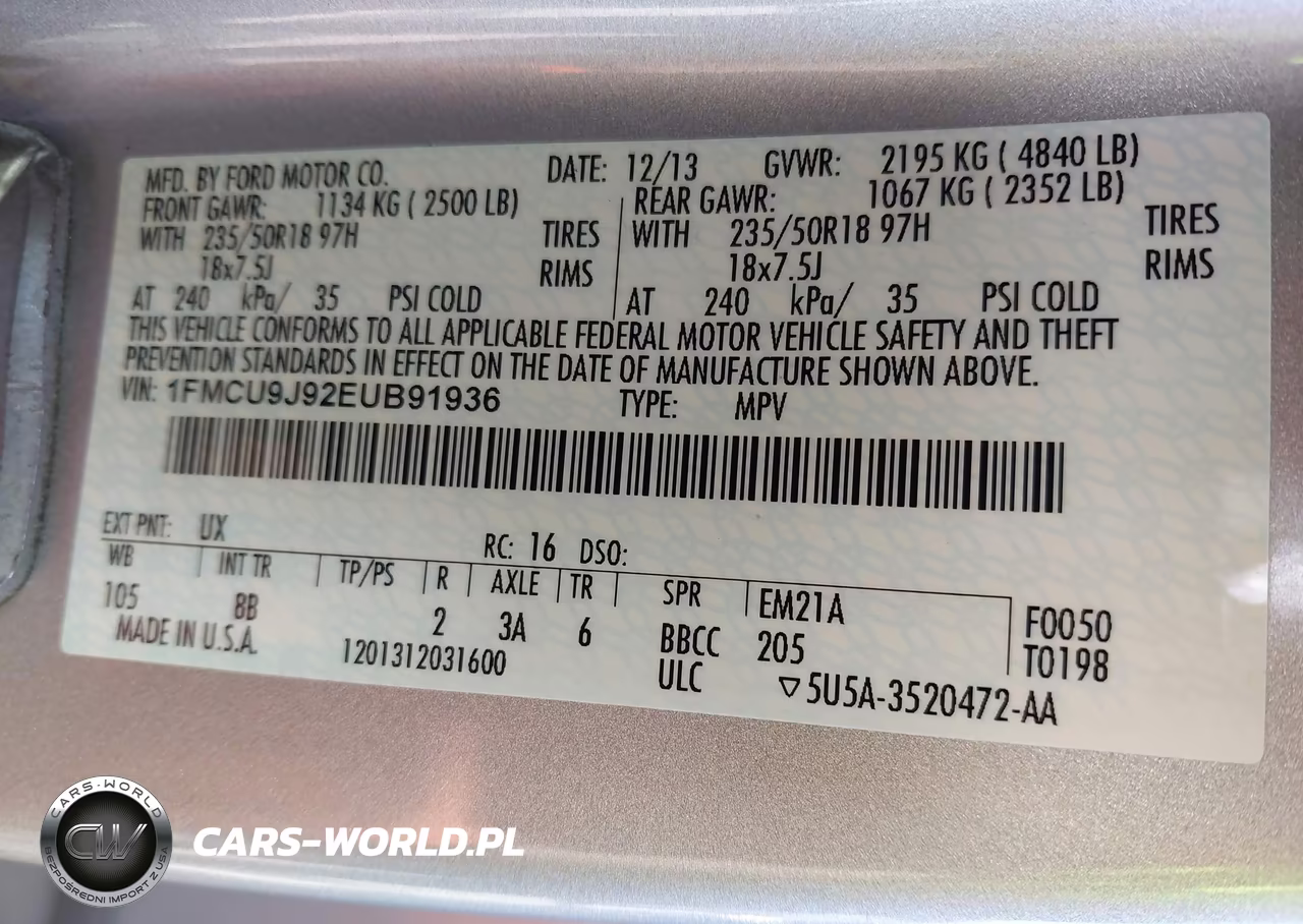 2014 Ford Escape Titanium VIN:1FMCU9J92EUB91936 - 9