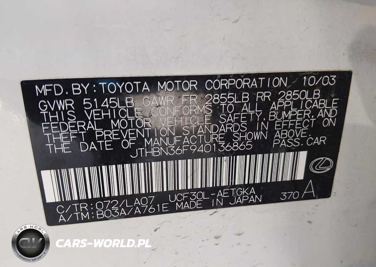 2004 Lexus Ls 430 VIN:JTHBN36F940136865 - 9