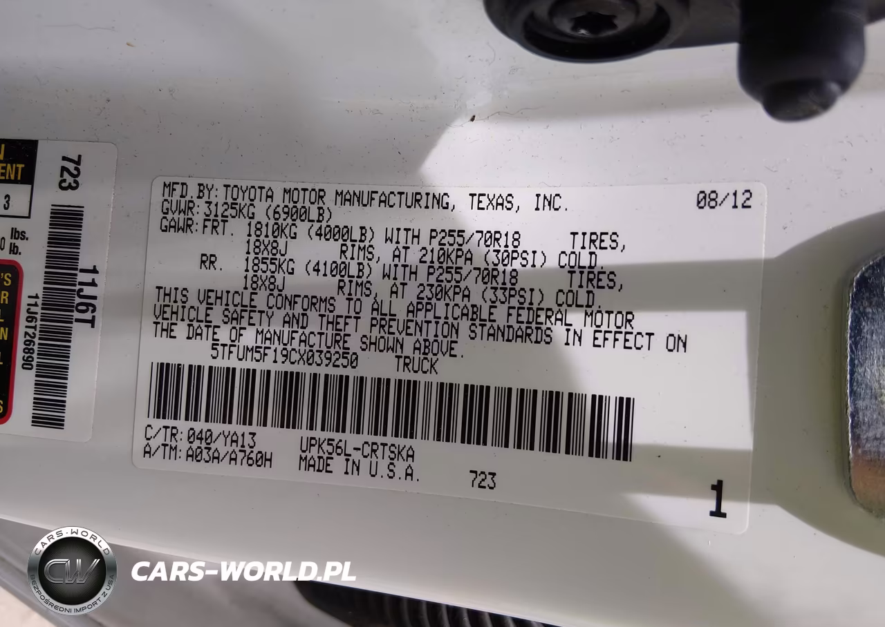 2012 Toyota Tundra Grade 4.6L V8 VIN:5TFUM5F19CX039250 - 9